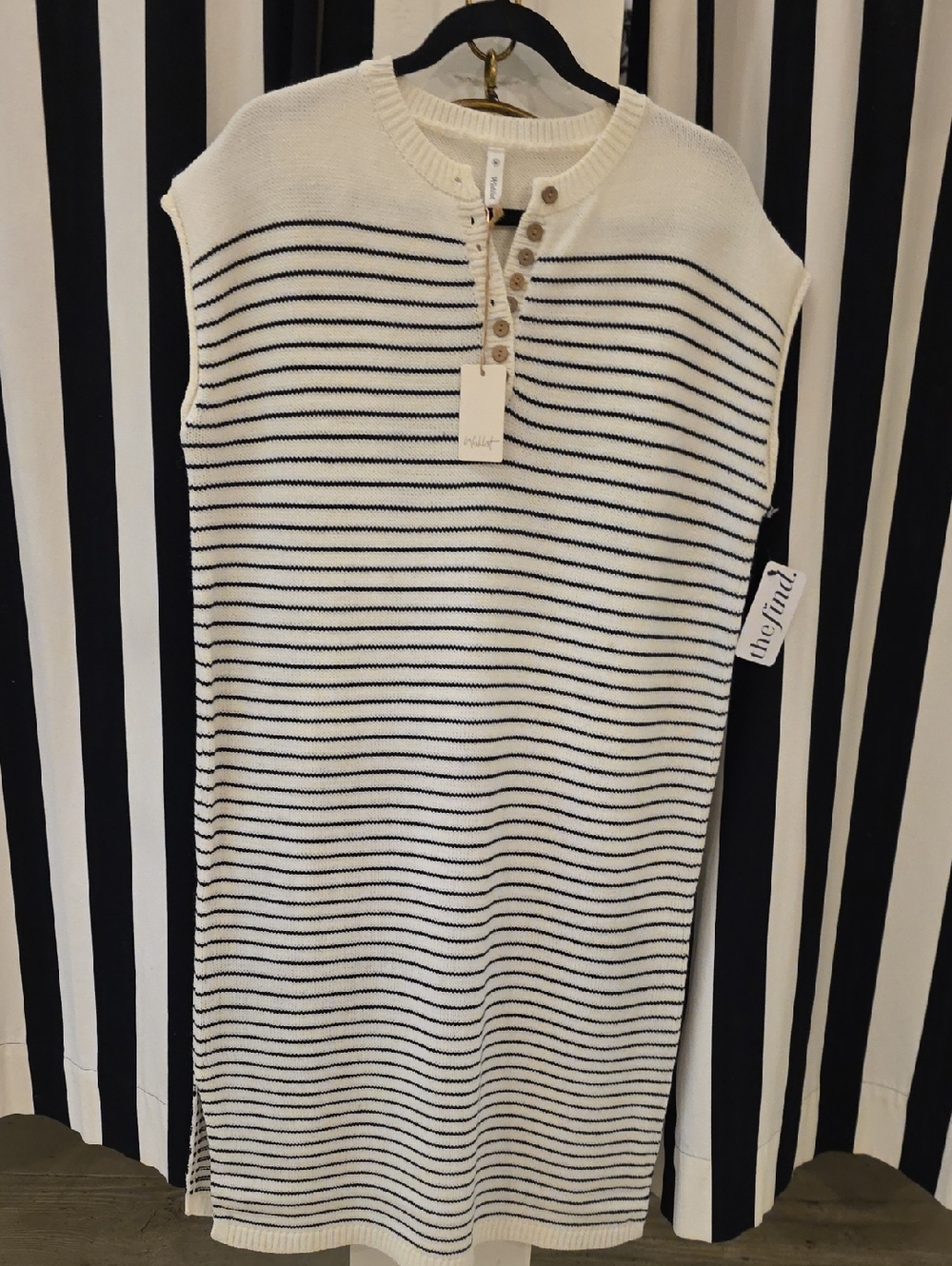 Wishlist Cream and Black Striped Midi Dress